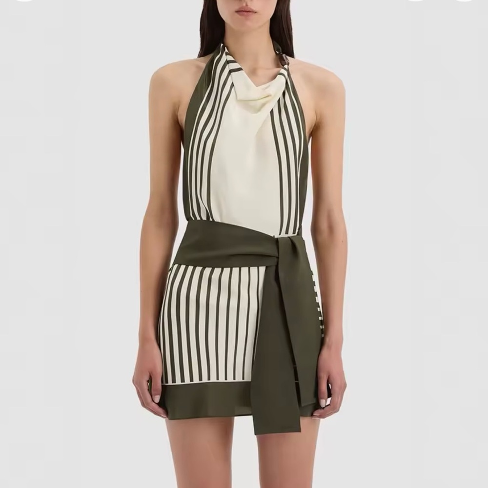 Elegant Striped Halter Dress